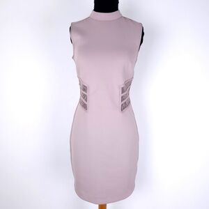 Marciano lace scuba nude pink panel dress M